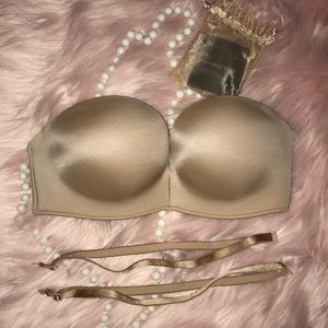 Beige bombshell strapless with changeable straps